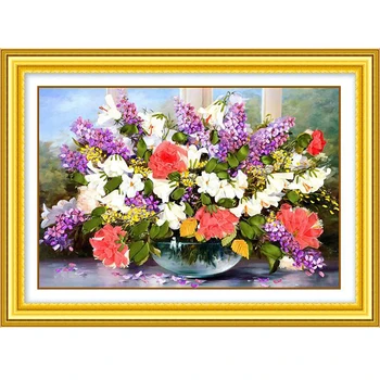 

NKF Flower Fragrance Chinese Cross Stitch Patterns Handcraft Needlework Embroidery Sets Ribbon Embroidery for Home Decoration