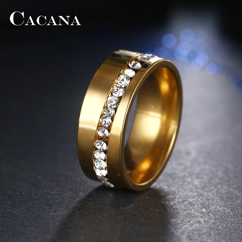 2016 CACANA кольцо женское со стразами серебряное|stainless steel ring|fashion rings for womenrings women |