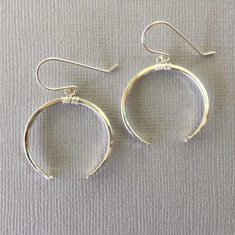

Hammered Moon Earrings Handmade 925 Silver Jewelry Custom Gold Filled Largos Boho Brincos Vintage Pendientes Earrings for Women