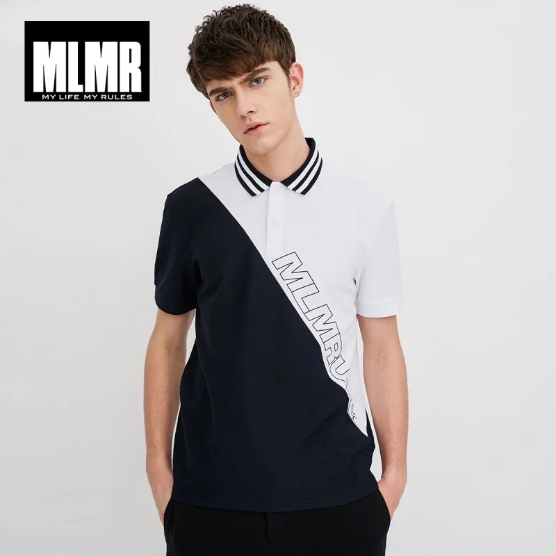 

MLMR Men's Cotton Contrasting Turn-down Collar Short-sleeved Basic Polo Shirt Top Menswear M|218106521