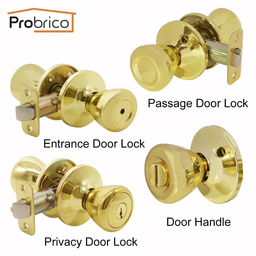 Probrico Stainless Steel Entrance/Privcy/Passage/Deadbolt Door Lock Gold Finish Door Knob Door