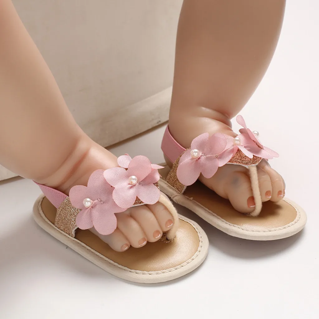 ARLONEET/ детские сандалии лето для девочек жемчужный Шикарный цветок принцесса сандалии для маленьких девочек мягкая подошва модные детские сандалии