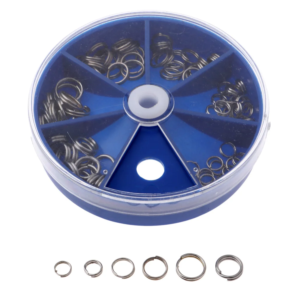105 Pack/Box Stainless Steel Fishing Split Rings for Lures - Double Snap Loop Lure Connectors Lure split rings jump ring