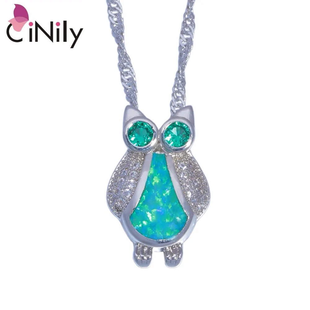 Женское Ожерелье с кулоном CiNily посеребренное ожерелье зеленым огненным опалом и