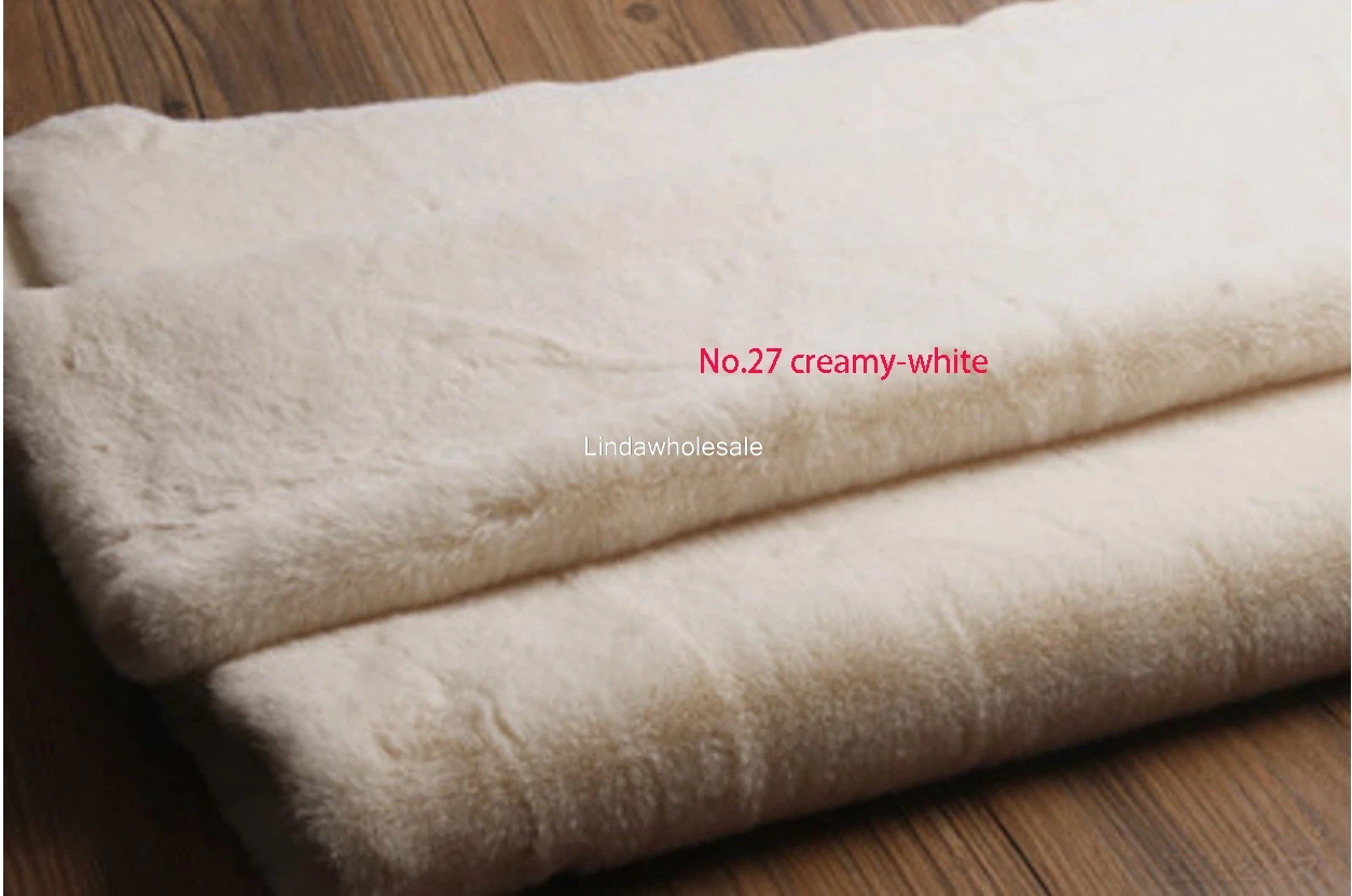Плюшевая ткань из меха кролика Рекс, ворс 1 см из искусственного меха, войлочная ткань, фоновая ткань, 160 см* 50 см/шт - Цвет: No.27creamy-white