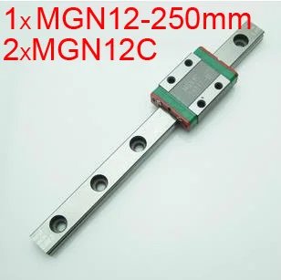

New MGN12 12mm linear rail MR12 MGN12-250mm miniature linear slide = 1pcs 12mm L-250mm rail+2pcs MGN12C carriage