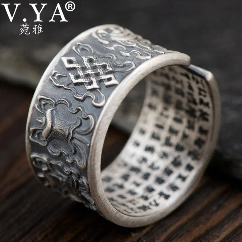 V. YA, Твердое Серебро 990 пробы, мужское кольцо в форме таинственного цветка, тайские серебряные кольца, мужские ювелирные изделия, высокое качество - Цвет основного камня: Style 1