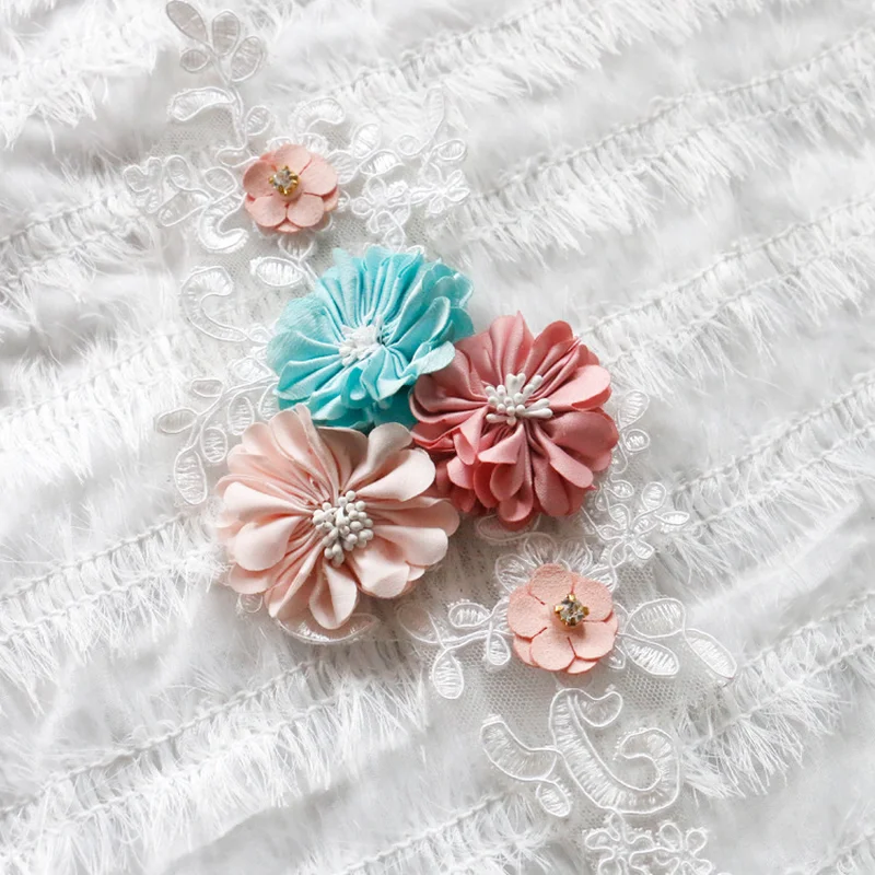 GLace Embroidered Lace Trim 3D Colorful Flowers Pearl Ribbon Fabric Handmade Sewing Craft For Costume Hat Decoration TX774 | Дом и сад