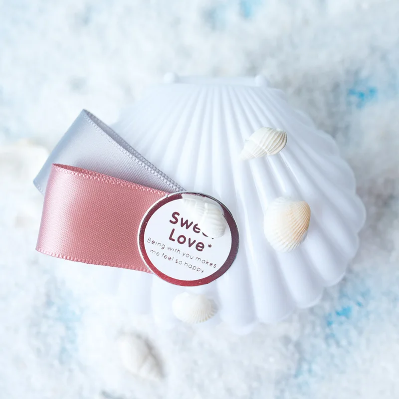 20 шт креативная пластиковая белая коробка конфет в виде раковины шоколадные коробки для подарочных коробок на свадебную вечеринку с искусственным жемчугом товары для дня рождения - Цвет: Pink