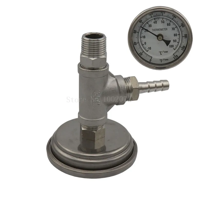 3 Face Bi-metal In-line Thermometer Monitor,12NPT Tee, 12 Hose Barb Home Brew Beer Plate Chiller Mash Tun Monitor (6)
