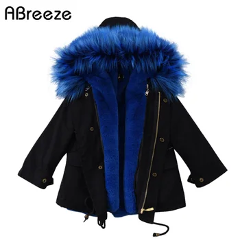 

Winter children Rabbit faux fur grass coat fox faux fur collar cotton coat for boys girls fashion children's clothing coats boys