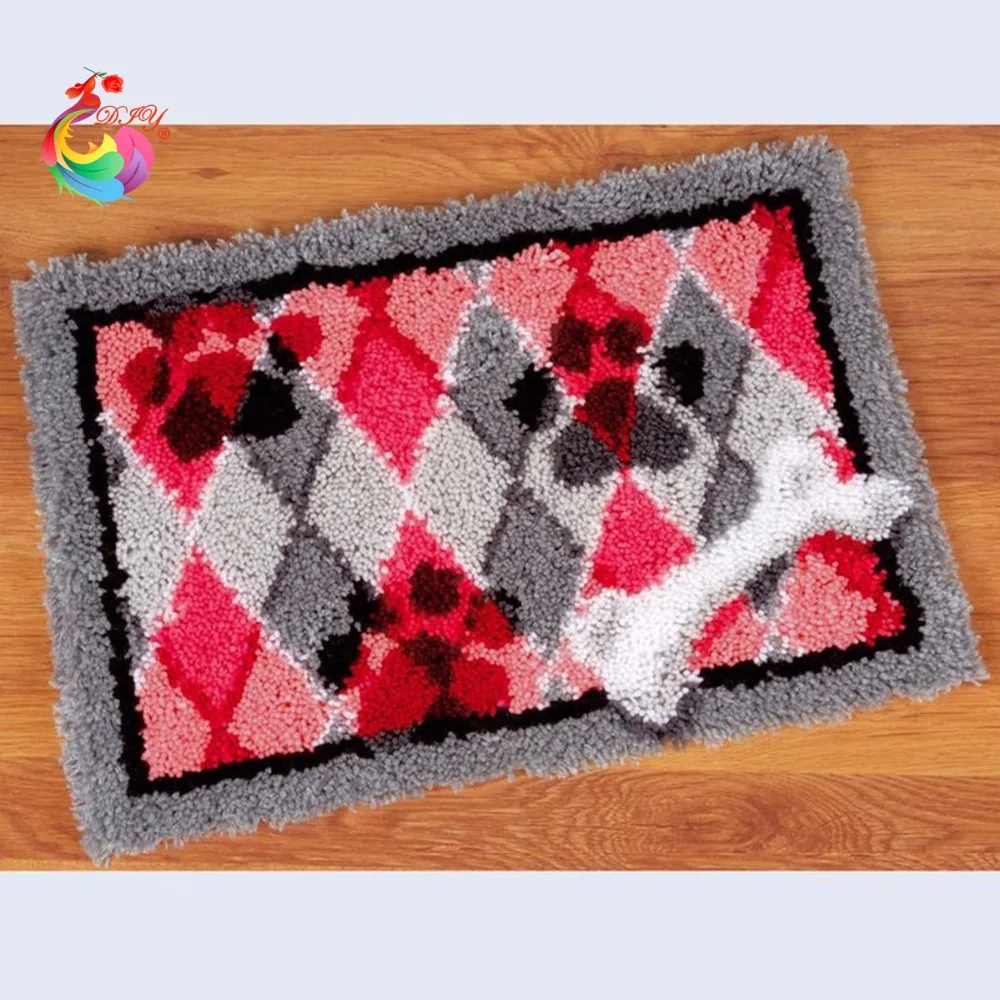 Latch hook rug kits cross stitch thread embroidery kits Patchwork carpet set of knitting needles