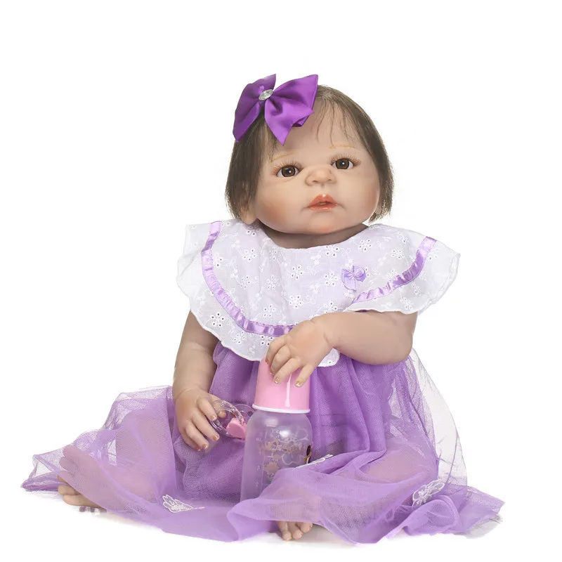 

23inch 55cm Full Silicone Body Reborn Girl Baby Doll Toys Newborn Princess Babies Doll Lovely bebe Birthday Gift Child Present