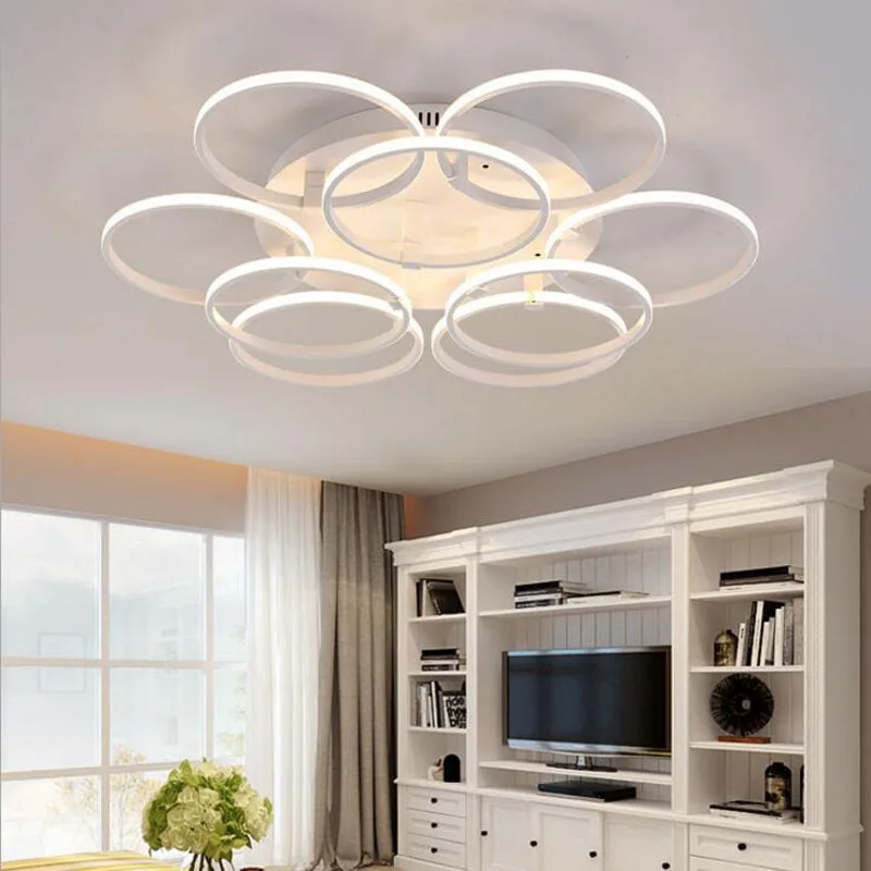Простой и современной гостиной светодиодный кольцо потолочный светильник спальня алюминиевый светильник светодиодный акрил лампы для