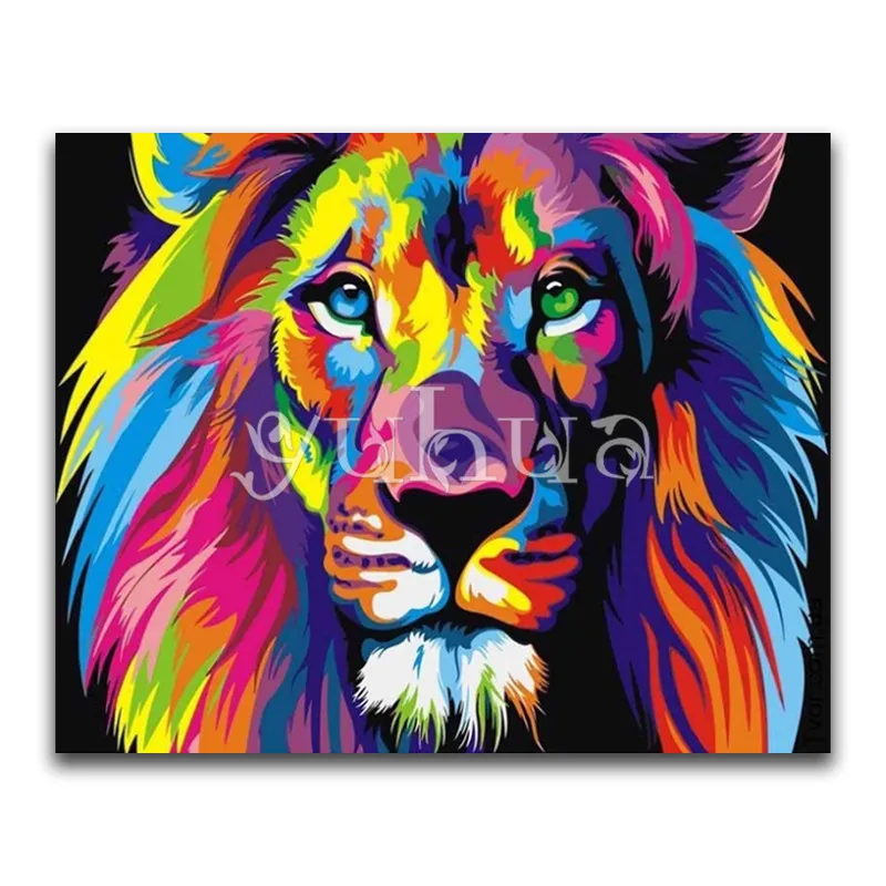 Полная квадратная Алмазная Вышивка Тигр и лев DIY 3D Алмазная вышивка крестиком собака и кошка полная круглая Алмазная Мозаика Цветные Животные - Цвет: 2