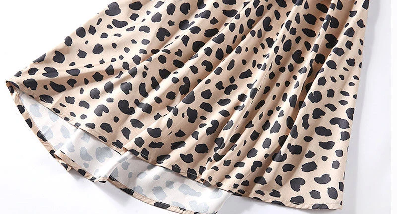 Винтажные миди юбки с высокой талией Элегантная Женская юбка с леопардовым узором