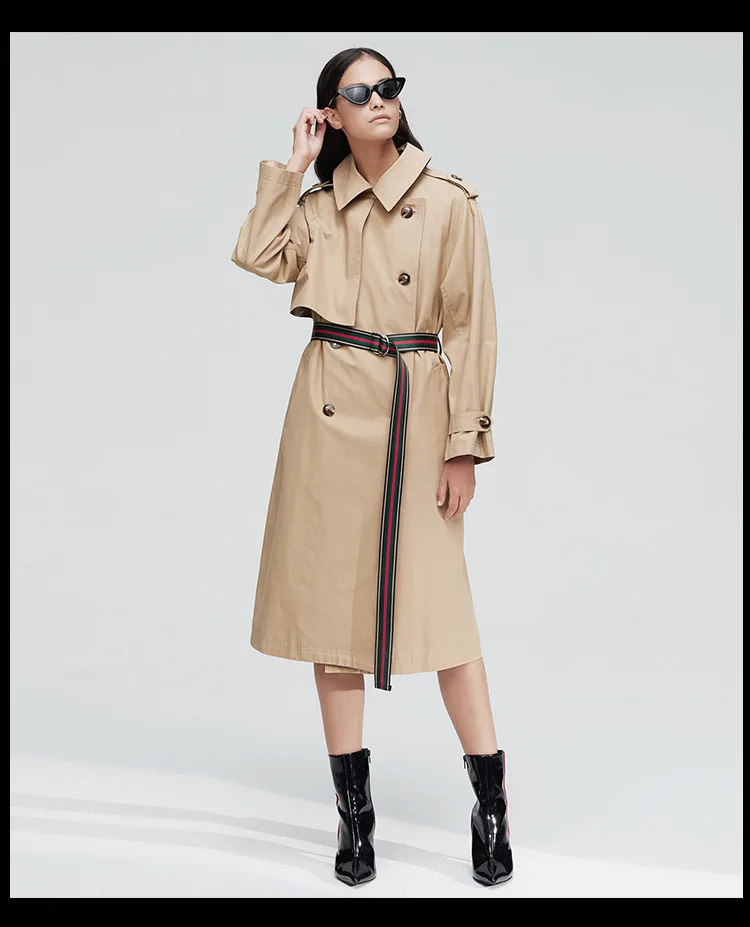 Осенний женский двубортный Тренч брендовый дизайн английский стиль ремень ветровка пальто женское пальто A634