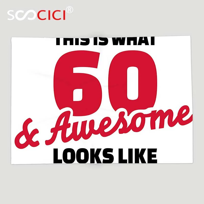 Couverture Polaire Douce Personnalisee Decorations Pour Fete D Anniversaire De 60 Ans Citation De 60 Ans Et Image Impressionnante Rouge Et Noir Aliexpress