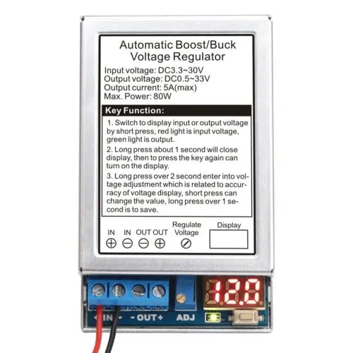 

1PCS 5A/80W DC-DC Automatic lifting Buck-Boost regulator 3.3~30V to 1~33V 5v/12v