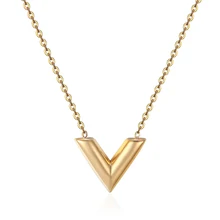 Collar con colgante de diseño clásico de la famosa marca V para mujer, collar de titanio y acero para mujer, joyería de lujo femenina de alta calidad