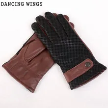 Новое поступление мужские перчатки зимние теплые плюс толстый бархат овчина кожаные перчатки для вождения