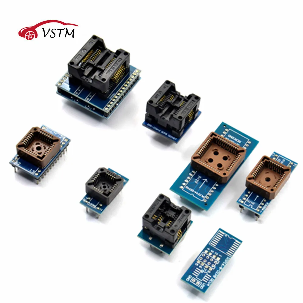 

8PCS Programmer Adapters Socket Kit SOP8+SOP16 +PLCC32 +PLCC44 Adapter for TL866CS TL866A EZP2010 RT809H Programmer