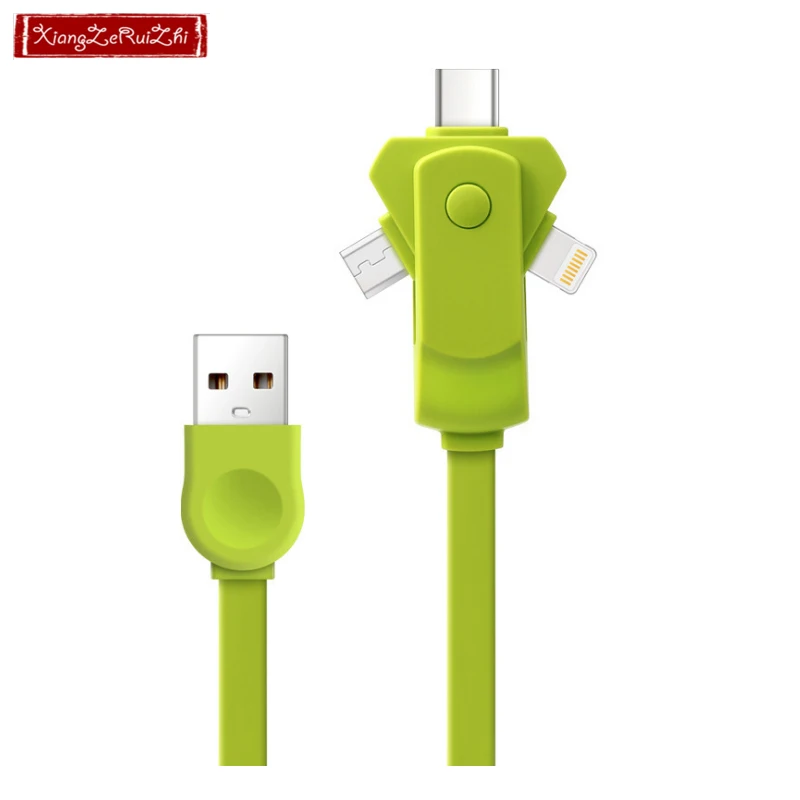 

Multifunctional three-in-one rotary charging wire for iPhone micro Android type-c data cable USB charging cable USB data cable