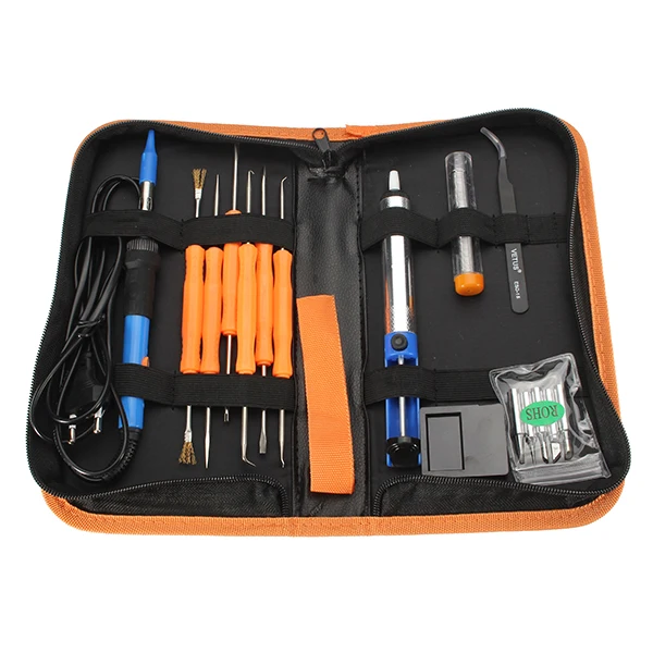 

EU 220V 60W Adjustable Temperature Welding Solder Electric Soldering IronTool Kit With Tweezers Portable Welding Repair Tool