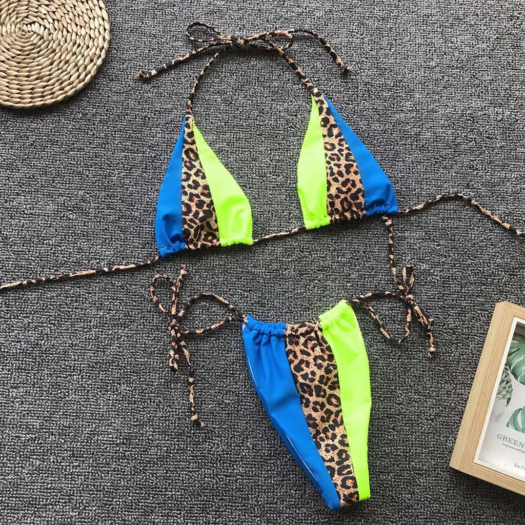 

Seductive Outdoor Water Sports Women Sexy Leopard Bikini Push-Up Pad Swimwear Bathing Swimsuit Beachwear Set Super Hot Suit V10