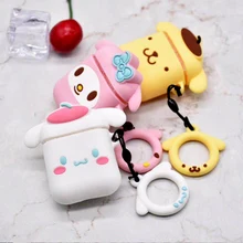 Чехол для наушников с милыми мультяшками чехол для AirPods My Melody Pompom Purin wireless oroll беспроводной чехол для наушников с кольцом на палец