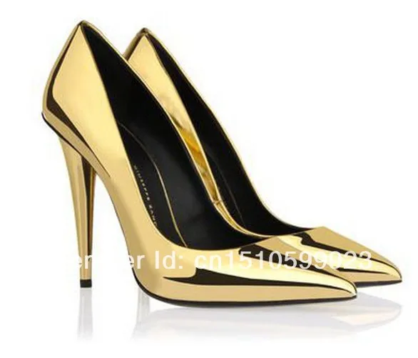 gold patent shoes