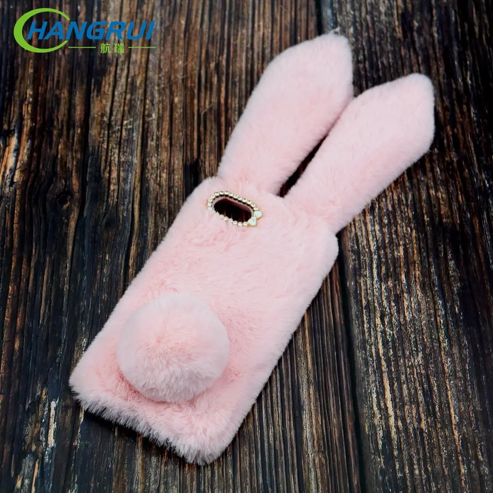 

hangrui 3D TPU+ plush cloth Rabbit Ears Furry Case For Xiaomi Redmi 6 6A lovely Fashion back phone cover For Redmi A1 5