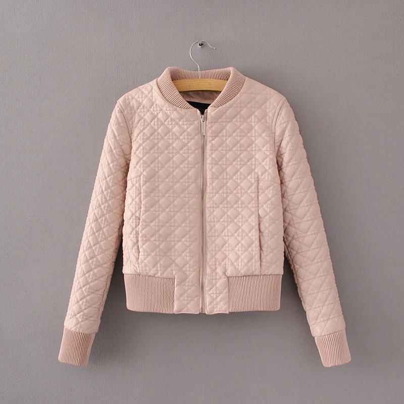 Осень зима 2017 женская кожаная одежда с хлопковой подкладкой короткая плотная