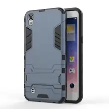 Para lg x power case robot armadura heavy duty plástico rígido tampa de borracha de silicone de volta caso de telefone kickstand para lg x power 5.3 “(