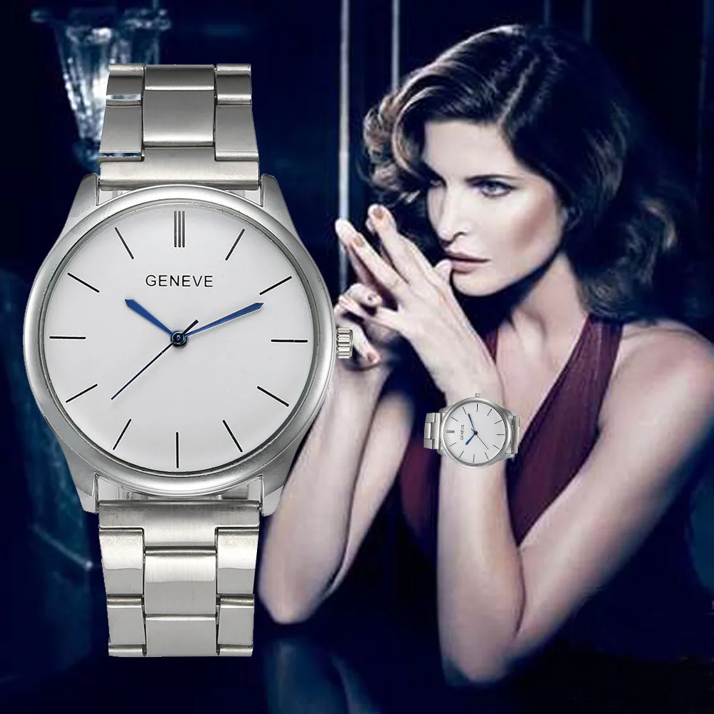 

Relogio Feminino Silver Watch Women Watches Geneva Famous Brands Stainless Steel Strap Analog Female Clock