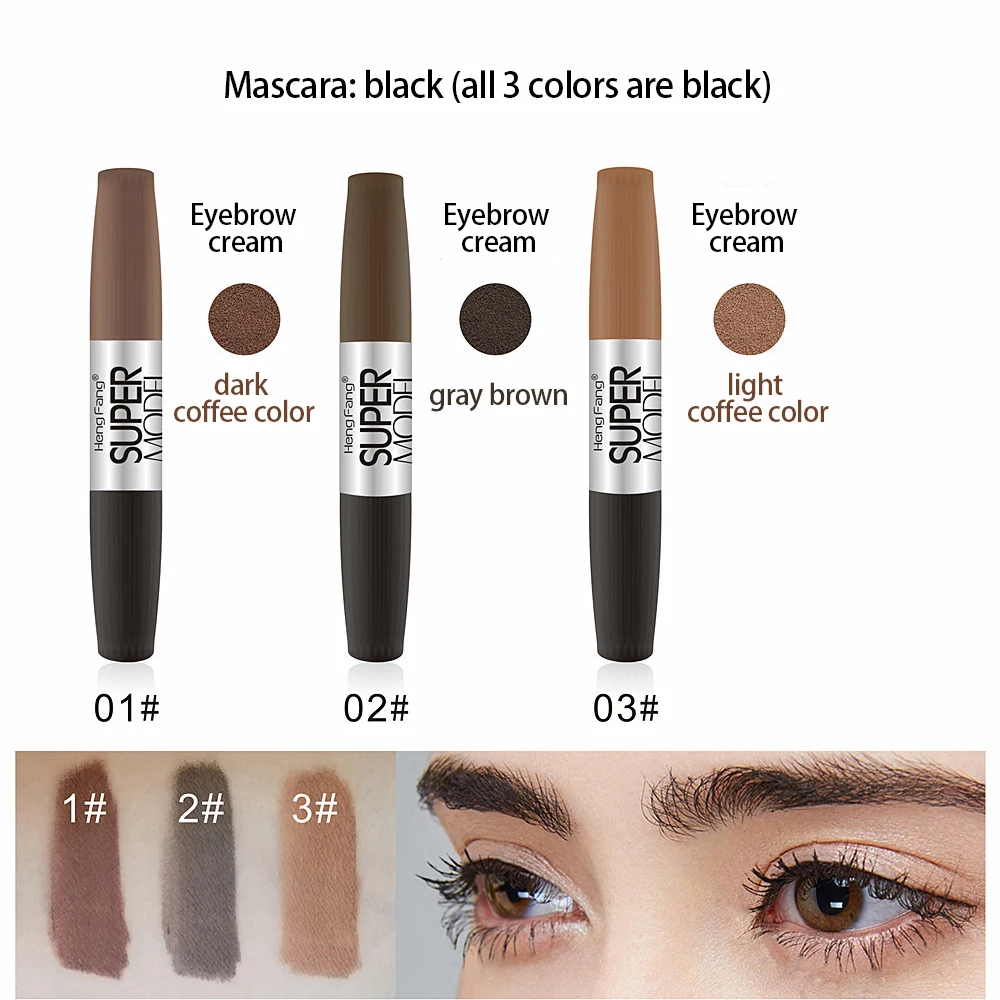 1 PC 2 in 1 Double-head Design Eyebrow Cream Mascara Combination Long-lasting Makeup No Blooming Waterproof make up Tool TSLM2