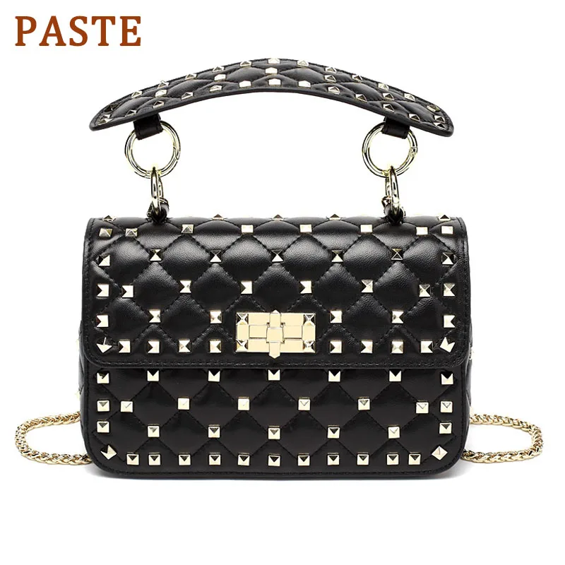 

PASTE Luxury Women Handbags 100% Sheepskin Leather Fashion Shoulder Bags High Quality Rivet Crossbody Bag Designer Day Clutches