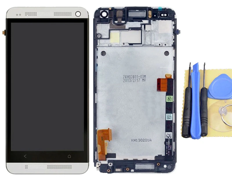 

LCD Display Digitizer Touch Screen For HTC One M7 + Frame Full Assembly Silver+Tool