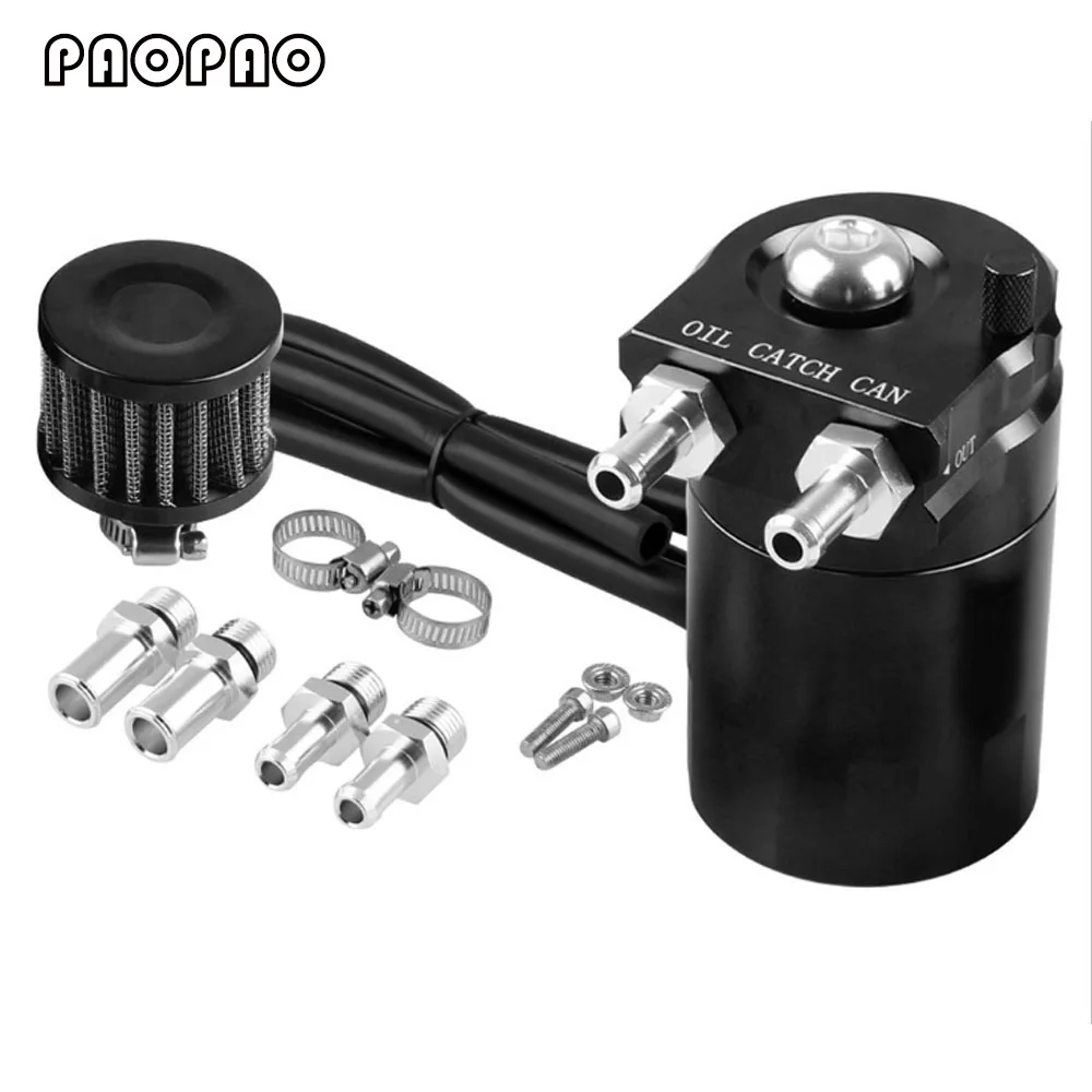 

Free shipping Baffled Aluminum Oil Catch Can Reservoir Tank / Oil Tank With Filter Universal