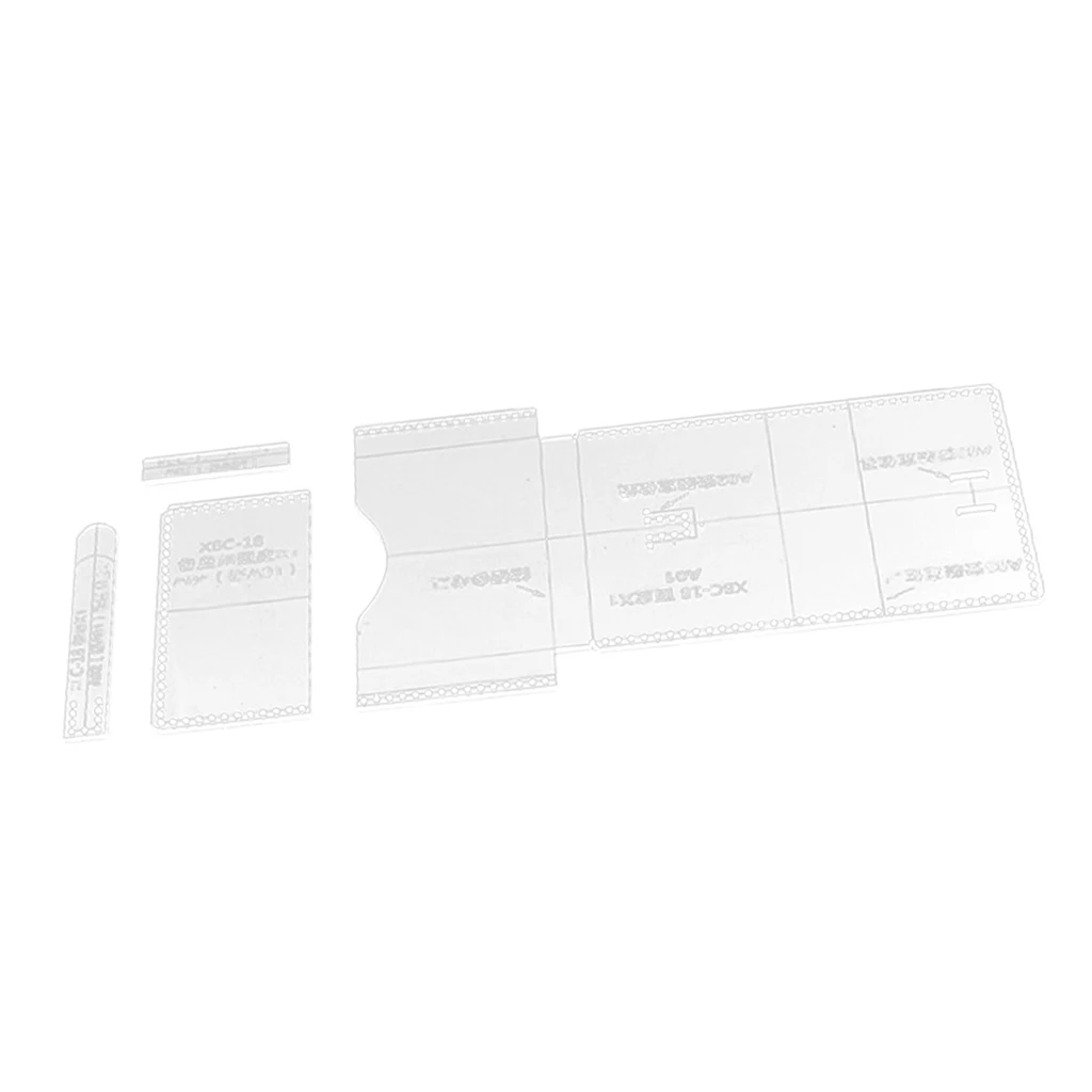 4Pcs Clear Acrylic Mini Card Bag Stencil Template Set Leather Craft DIY Tools for Beginner or Professional