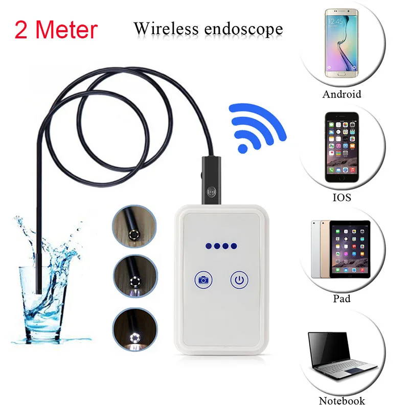 2M Wireless universal Wifi Endoscope Wireless Camera Car-detector Inspection Borescope Snake Tube Waterproof for iphone Android