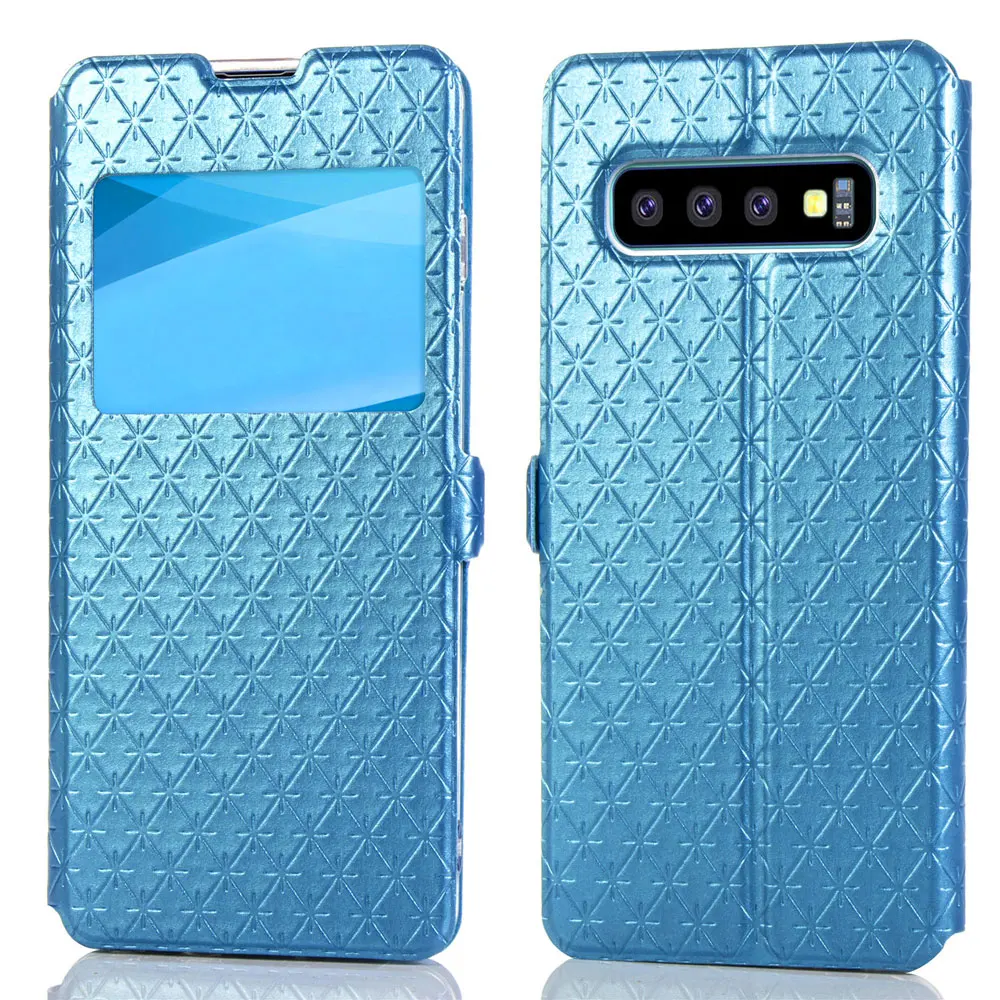 SAMSUNG S10 окна плюс Чехол-подставка с окошками чехол для Fundas iPhone SAMSUNG S10 LITE S10PLUS S10e ТПУ из искусственной кожи чехол для SAMSUNG S10 плюс Чехол - Цвет: Blue