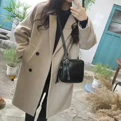 2018 осень и зима новое шерстяное пальто женские корейские узкие код был тонкий длинный шерстяной пальто