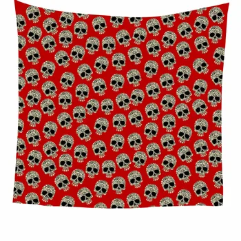 

FORUDESIGNS Fashion Punk Skull Printing Woman Man Silk Square Bandanas Hair Accessories for Girl Breathable Red Unisex Headbands