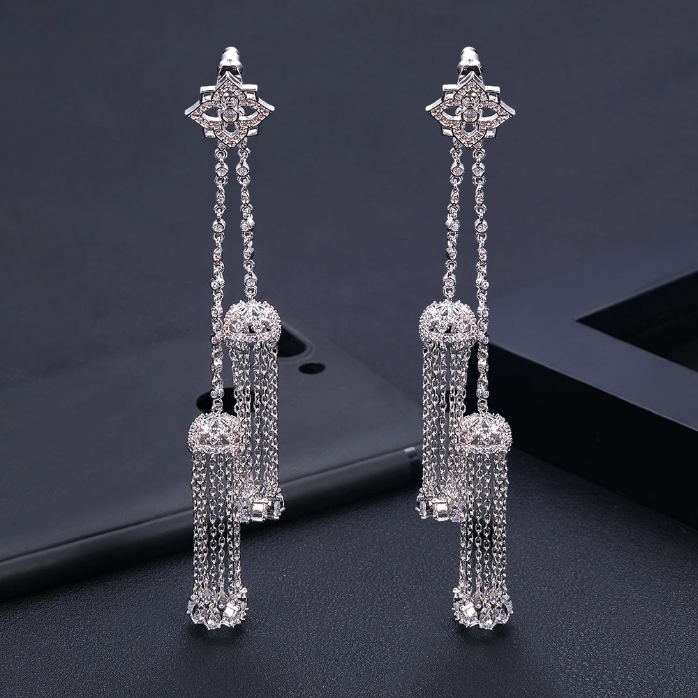 ACCKING модные длинные кисточки для женщин аксессуары кубический цирконий серьги ювелирные изделия pendientes mujer moda