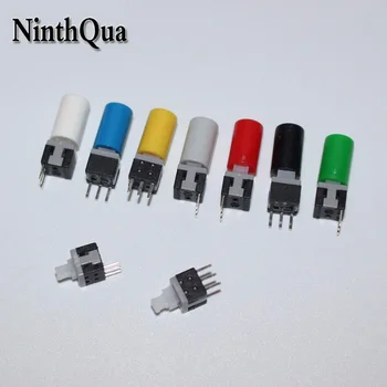 

100PCS 5.8X5.8mm 6P Push Button Switch 6Pin Tactile Power Micro Self-Locking Latching Toys Flashlight Switch with A04 Cap