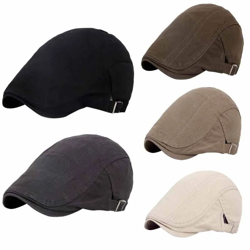 Beret Flat Cap Men Baker Peak Vintage Linen Cotton Linen Hat Golf Cap Beret Flat Cap