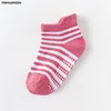 6 Pairs/lot 0 to 6 Yrs Cotton Children's Anti-slip Boat Socks For Boys Girl Low Cut Floor Kid Sock With Rubber Grips Four Season 5