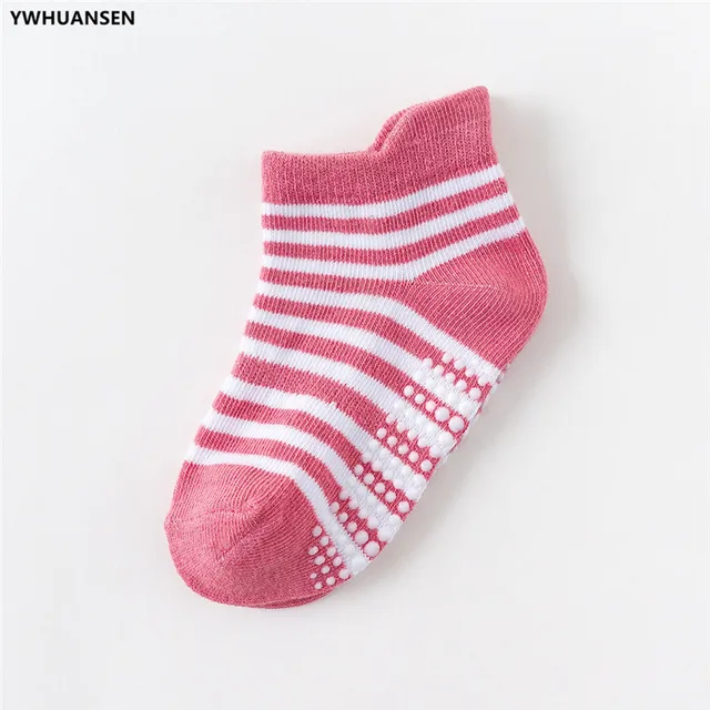 6 Pairs/lot 0 to 6 Yrs Cotton Children's Anti-slip Boat Socks For Boys Girl Low Cut Floor Kid Sock With Rubber Grips Four Season 5