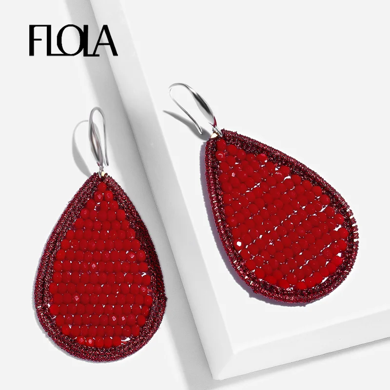 Pendientes De Cuentas De Lágrimas Rojas De Flola Pendientes Pendientes De Cuentas De Lágrimas Rojas De Flola Pendientes